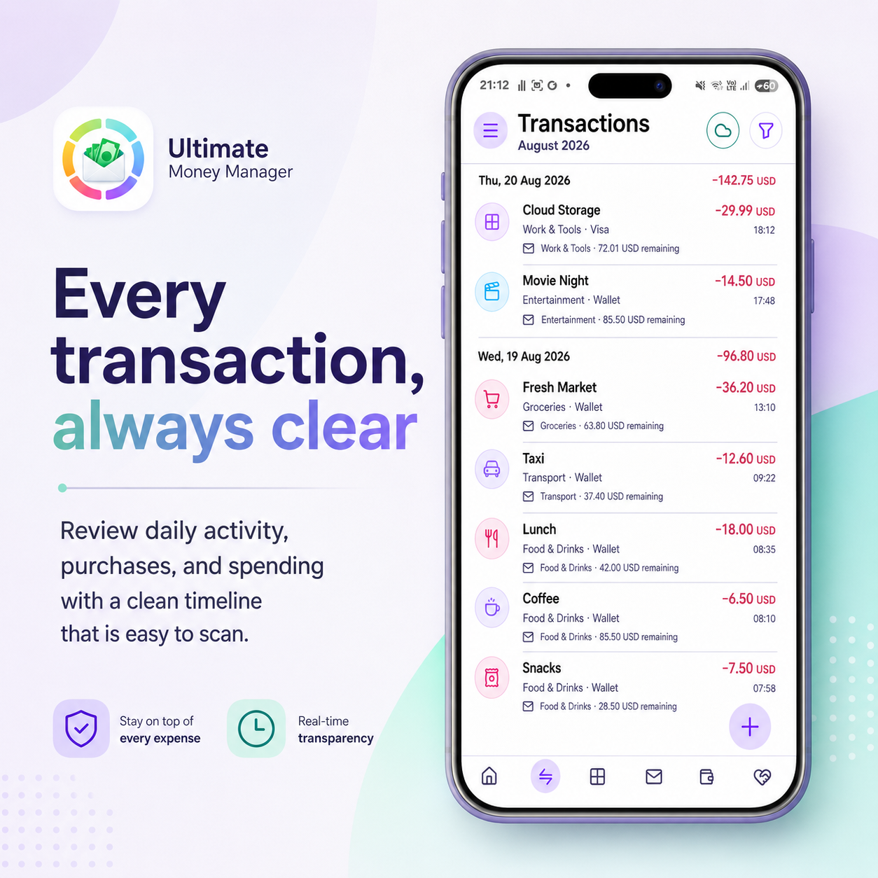 Every transaction, always clear — Transactions